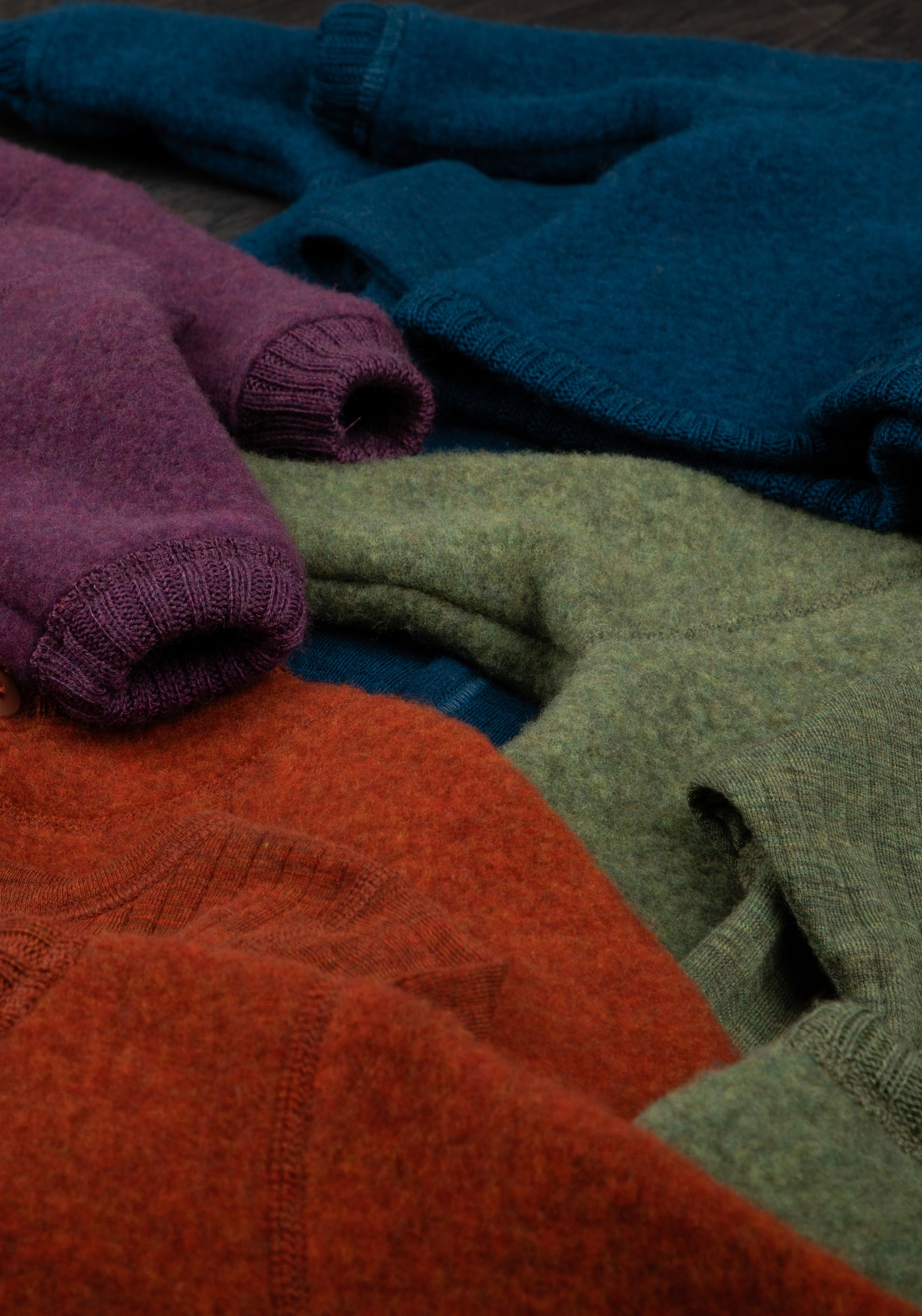 Cagulă dublată fleece din lână merinos - Dark Olive