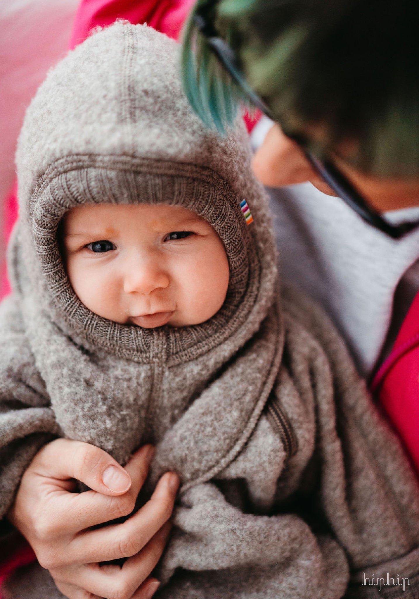 Cagulă dublată fleece din lână merinos - Sesame Melange Joha HipHip.ro