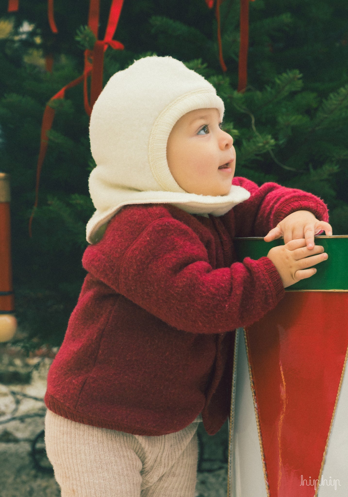 Cagulă dublată fleece din lână merinos - White Joha HipHip.ro