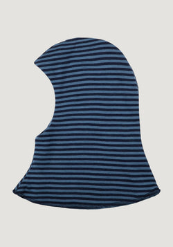 Cagulă dublată reversibilă din lână merinos - Mini Stripe Blue