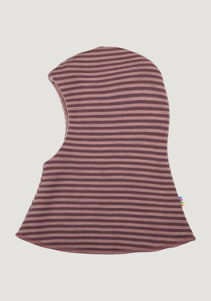 Cagulă dublată reversibilă din lână merinos - Mini Stripe Rose