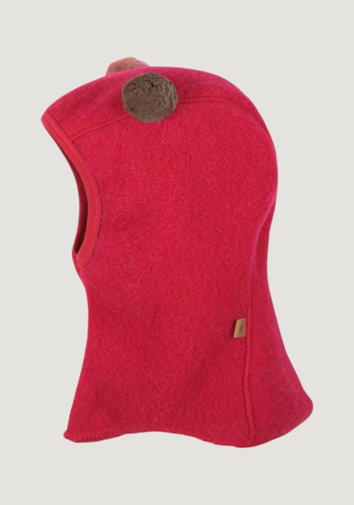 Cagulă fleece din lână merinos - Berry Red