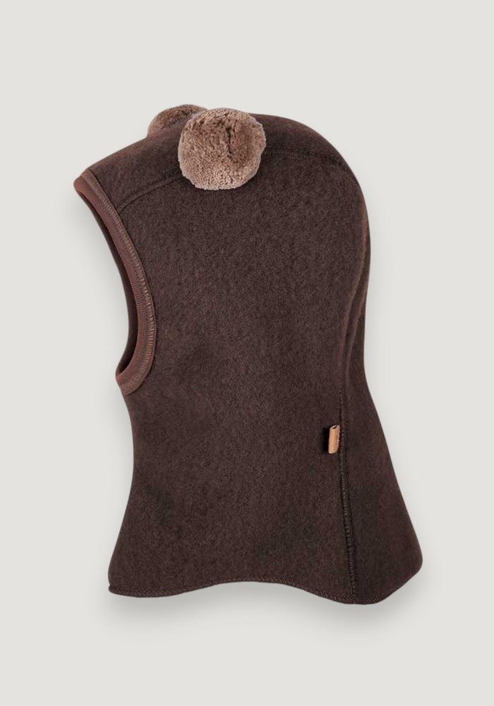 Cagulă fleece din lână merinos - Dark Brown 45/47 cm