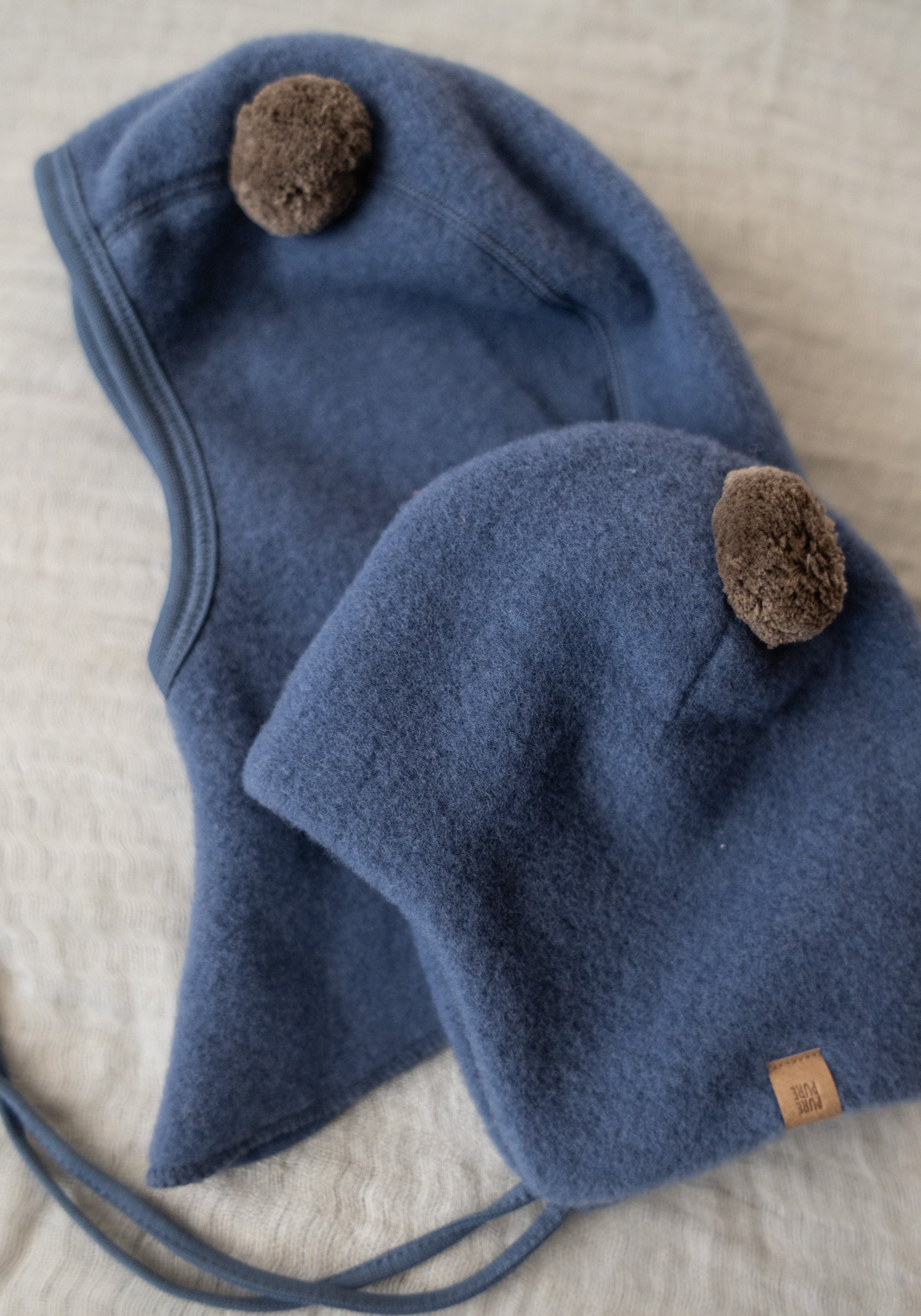 Cagulă fleece din lână merinos - Smoke Blue