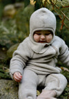 Cagulă fleece din lână merinos - Melange White