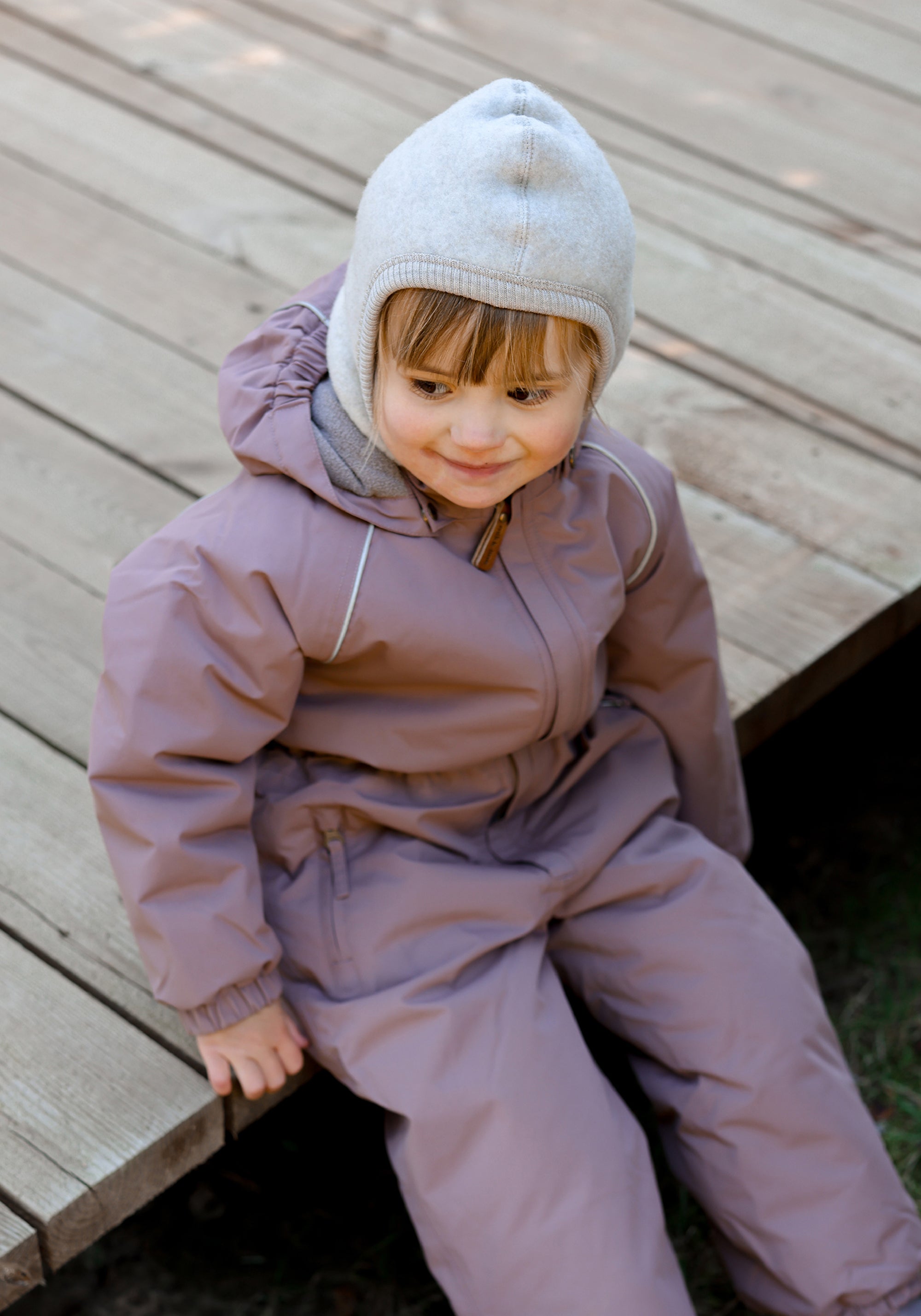 Cagulă fleece din lână merinos - Melange White