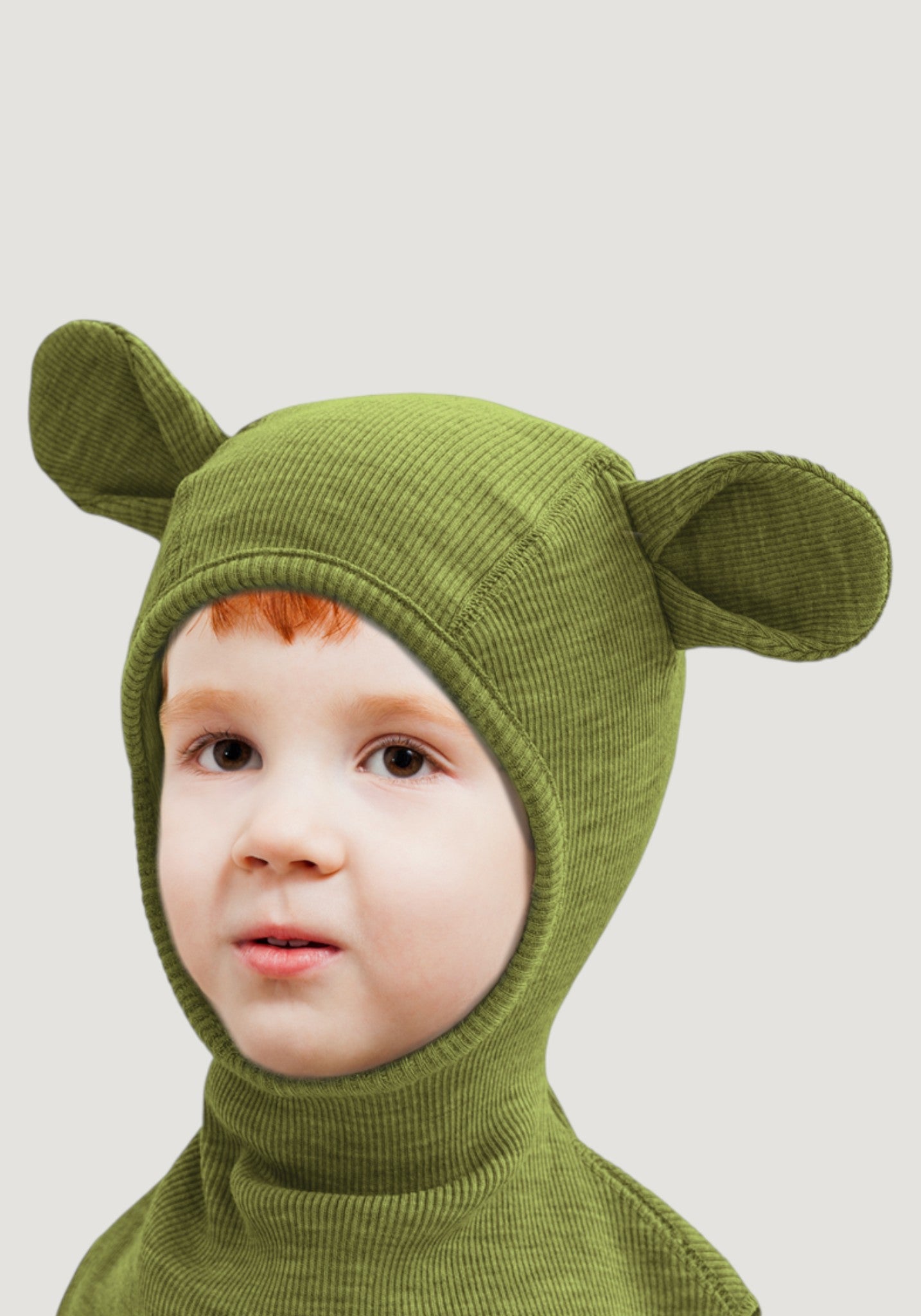 Cagulă lână merinos - Teddy Bear Garden Moss Green