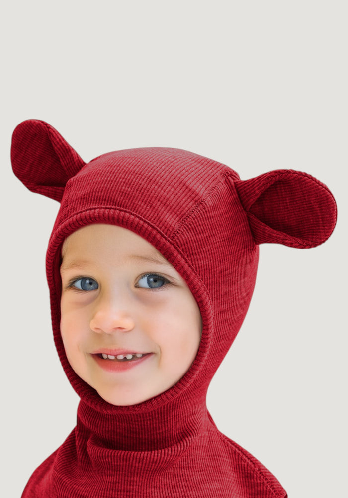 Cagulă lână merinos - Teddy Bear Wild Pomegranate