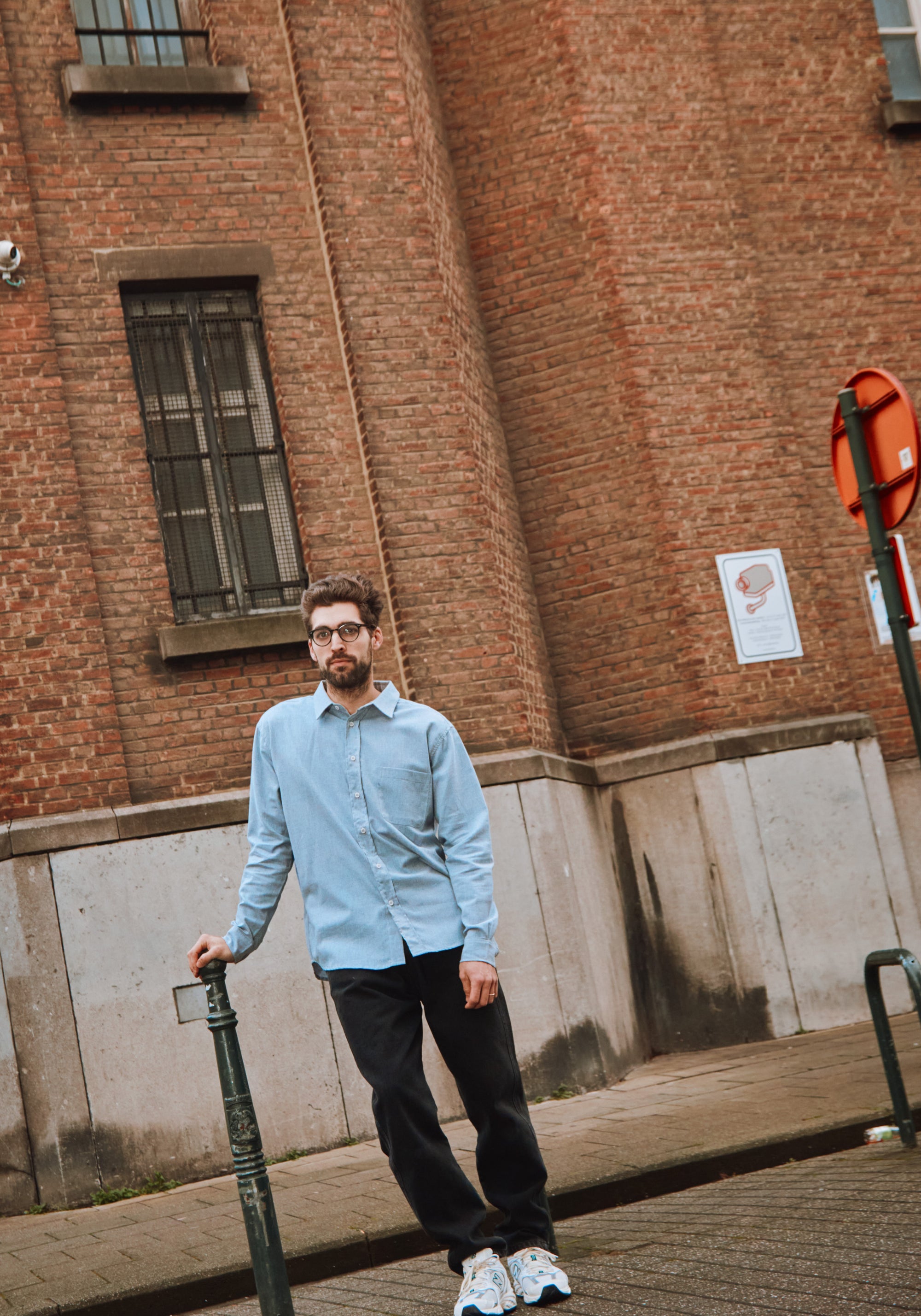 Cămașă bărbați din flanel de bumbac - Camisa Bleu Ciel