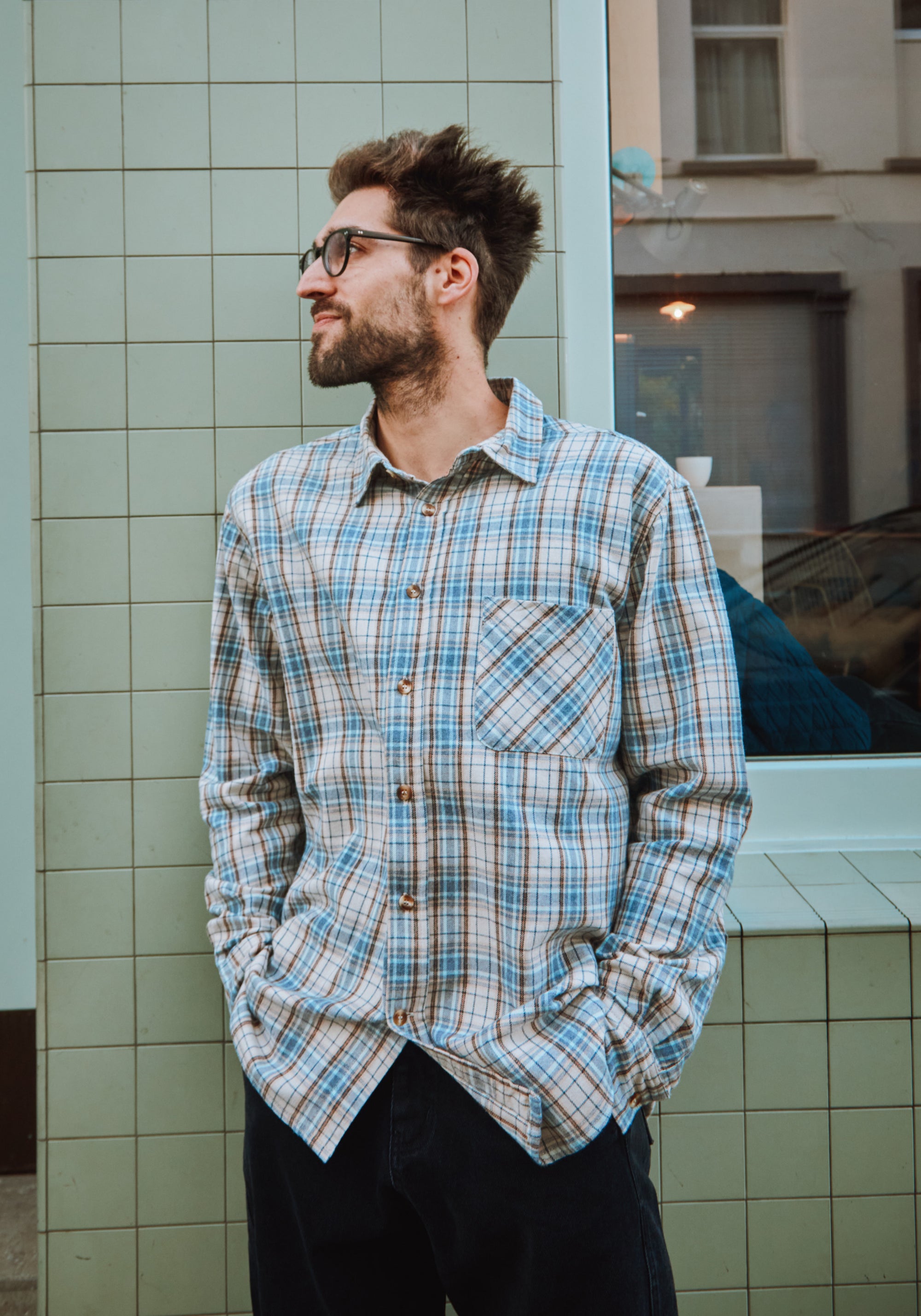 Cămașă bărbați din flanel de bumbac - Camisa Carreaux