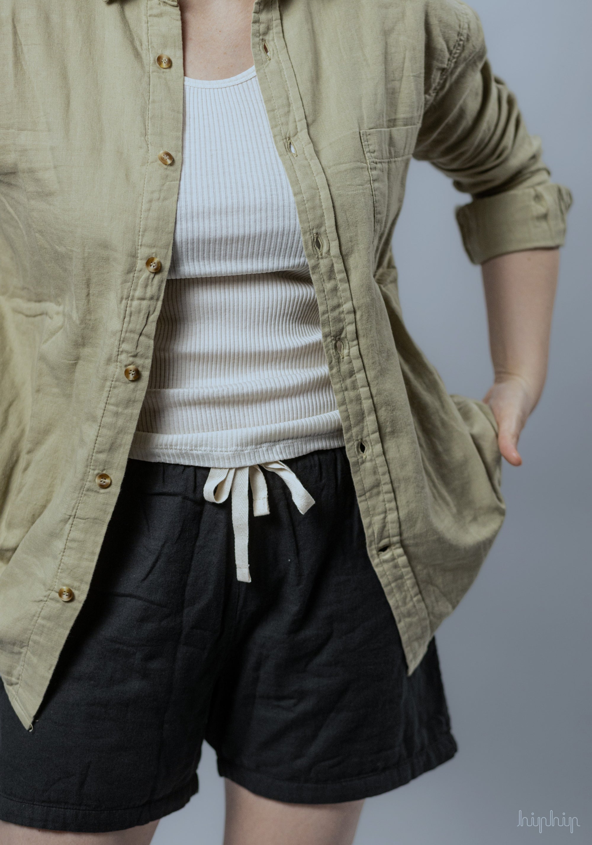 Cămașă bărbați din muselină dublă de bumbac - Camisa Olive Gray