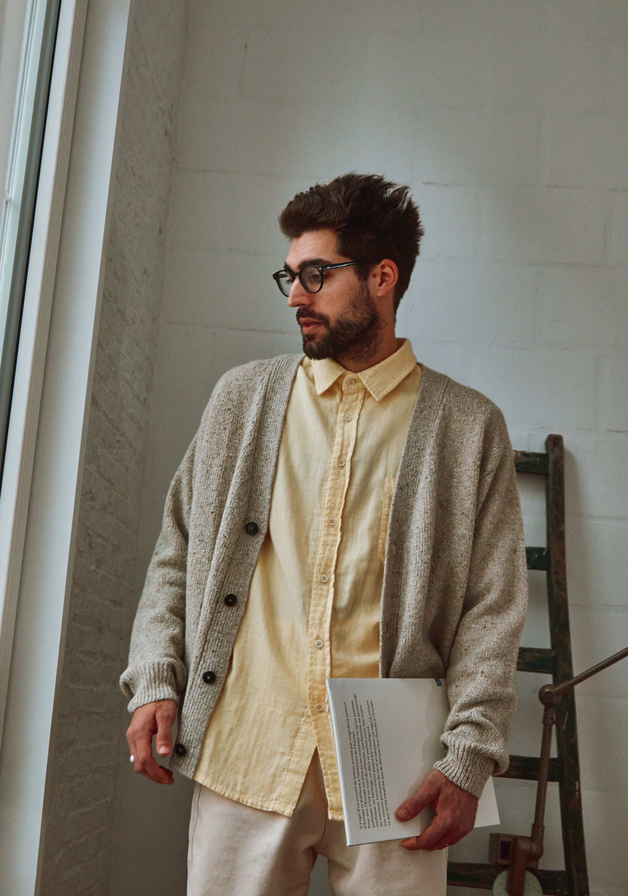 Cămașă bărbați din muselină dublă de bumbac - Camisa Pastel Yellow