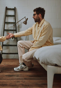 Cămașă bărbați din muselină dublă de bumbac - Camisa Pastel Yellow