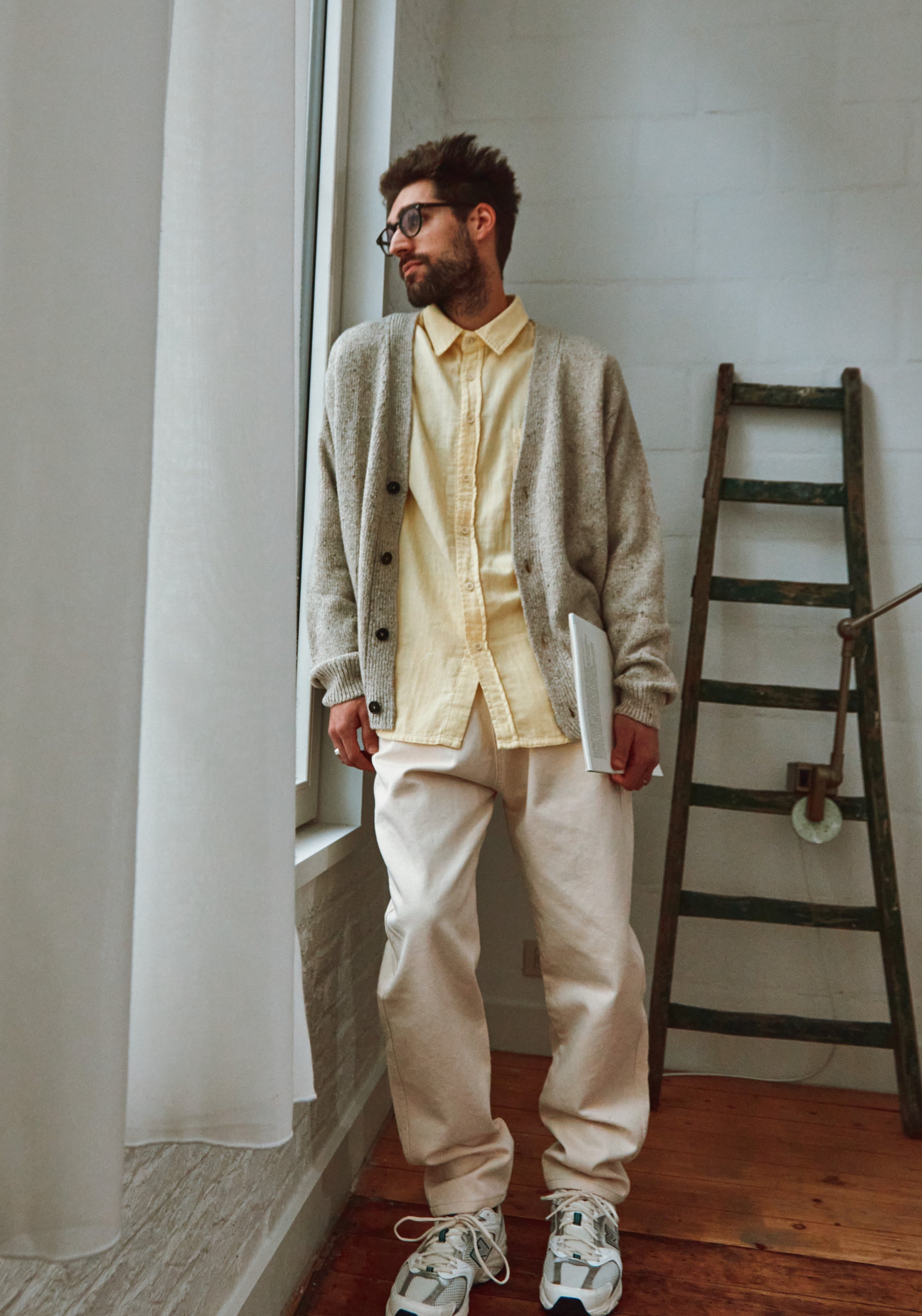 Cămașă bărbați din muselină dublă de bumbac - Camisa Pastel Yellow