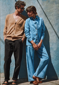 Cămașă femei din denim gros de bumbac - Capucine Light Blue