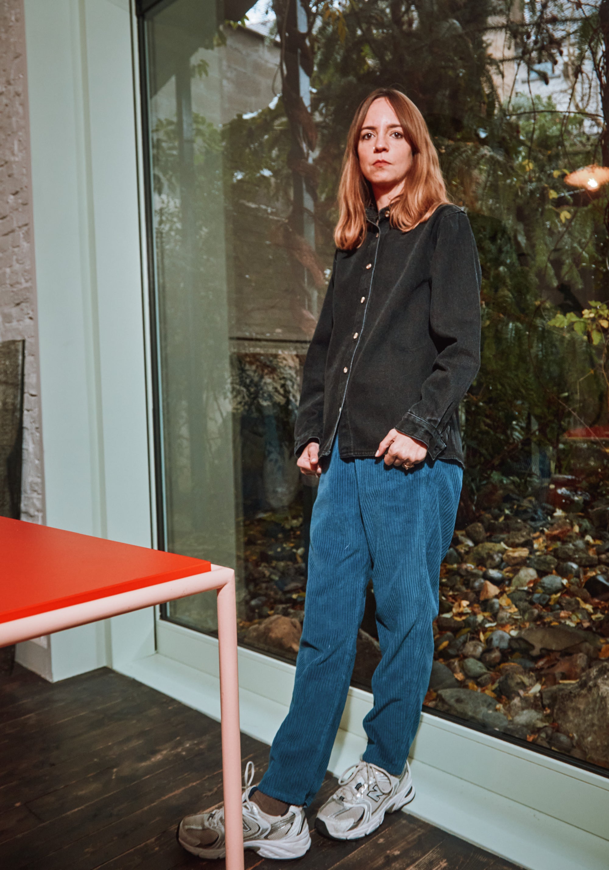 Pantaloni reiat femei din bumbac - Coquelicot Dark Denim