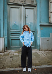 Cămașă femei din poplin de bumbac - Capucine Rayures Bleues