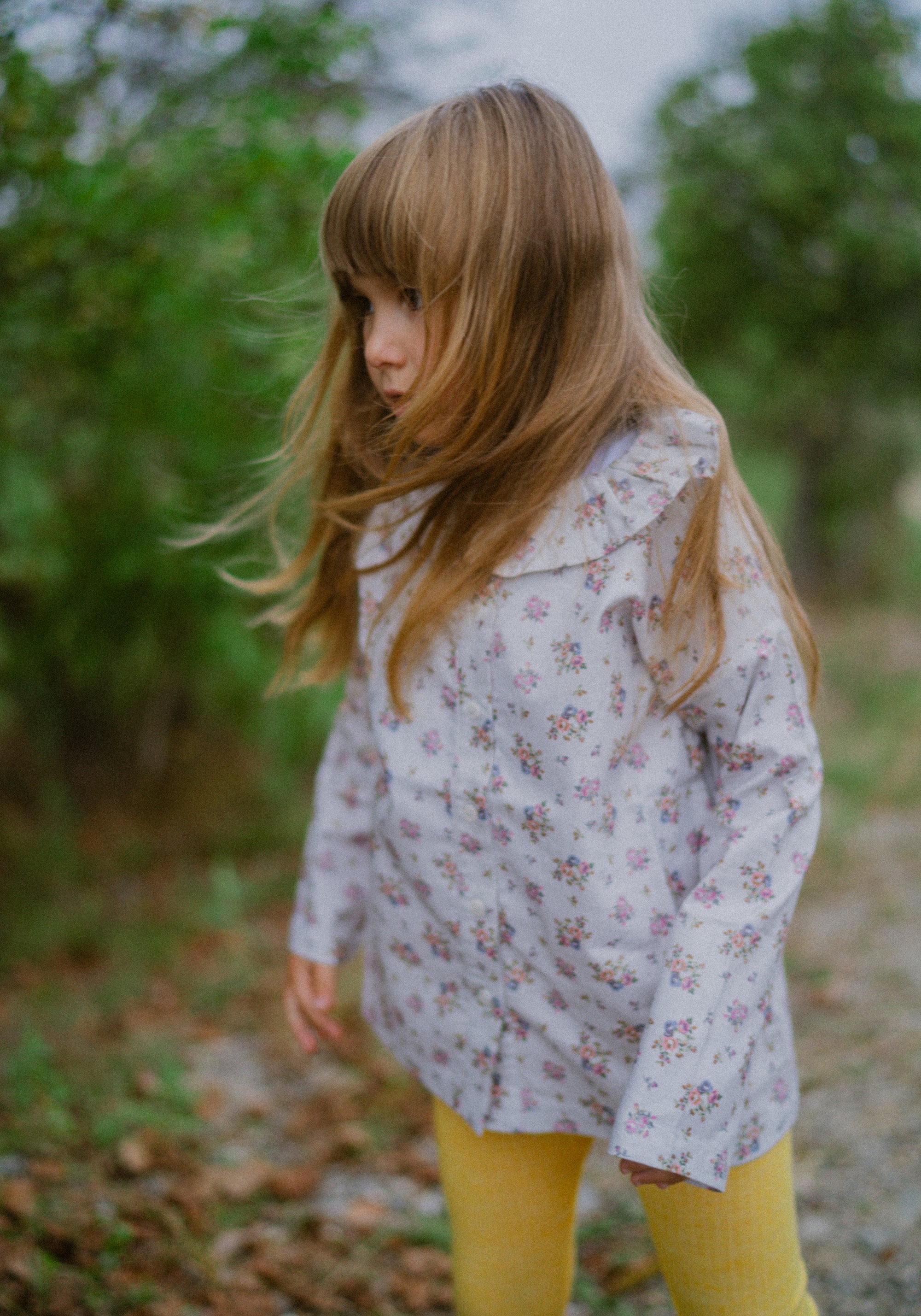 Cămașă din flanel de bumbac - Colchique Rose Gris Motif