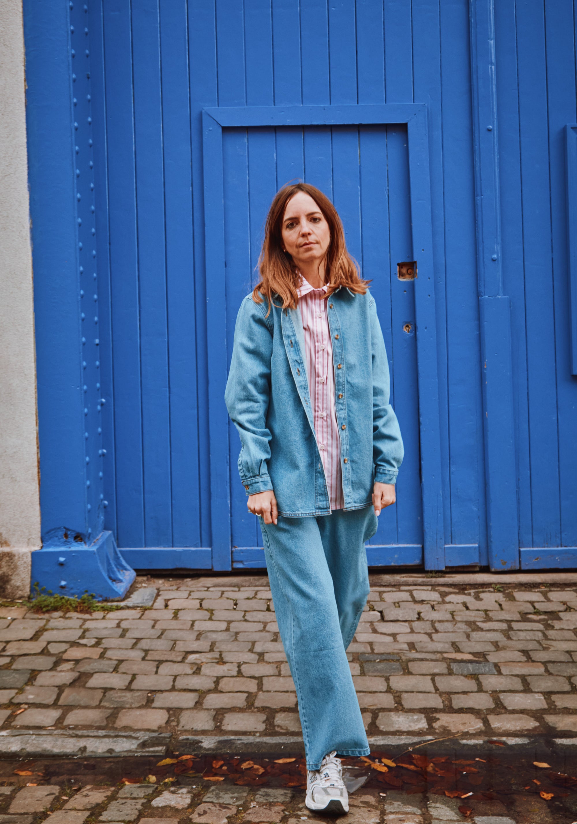 Cămașă femei din denim gros de bumbac - Capucine Light Blue