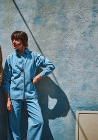 Cămașă femei din denim gros de bumbac - Capucine Light Blue