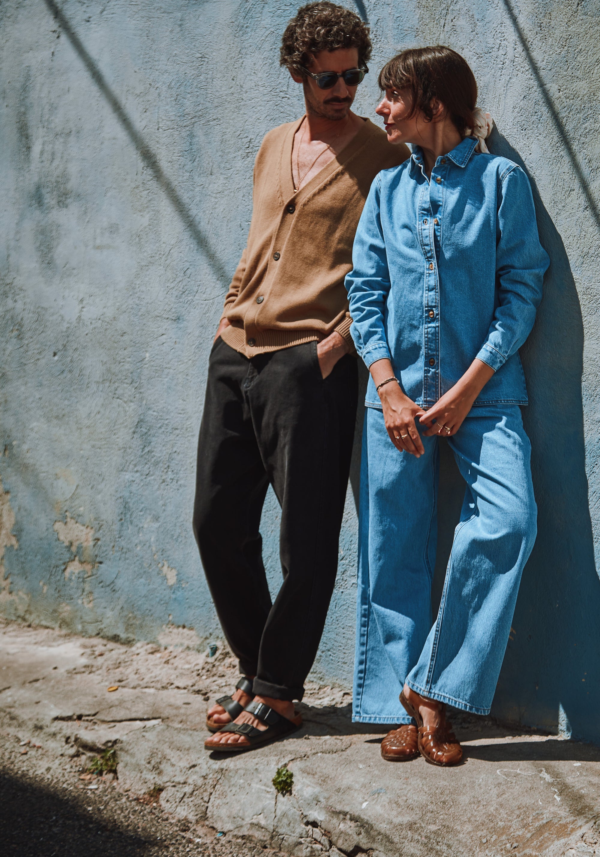 Cămașă femei din denim gros de bumbac - Capucine Light Blue