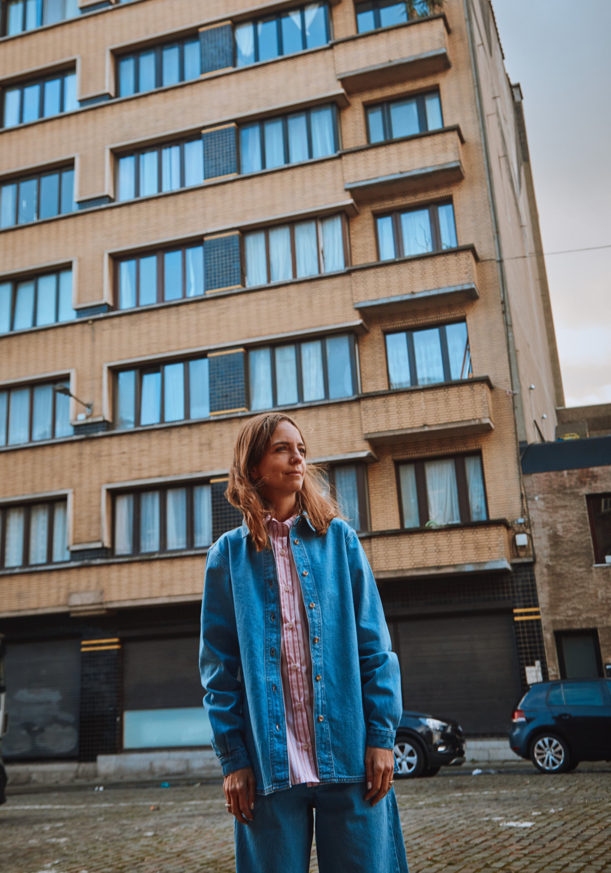 Cămașă femei din denim gros de bumbac - Capucine Light Blue