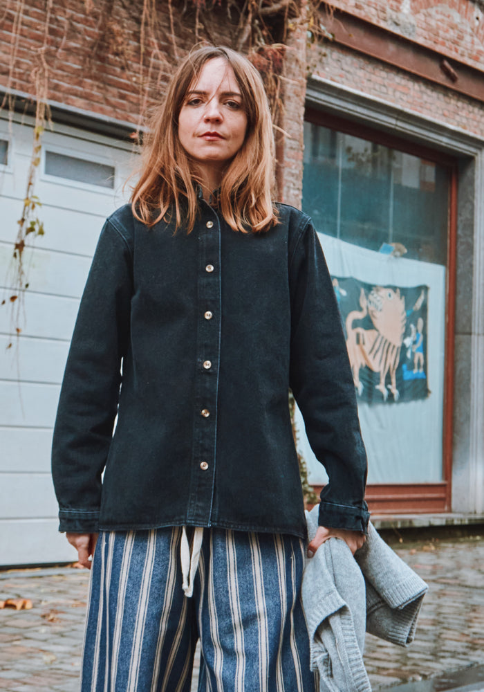 Cămașă femei din denim gros de bumbac - Capucine Noir