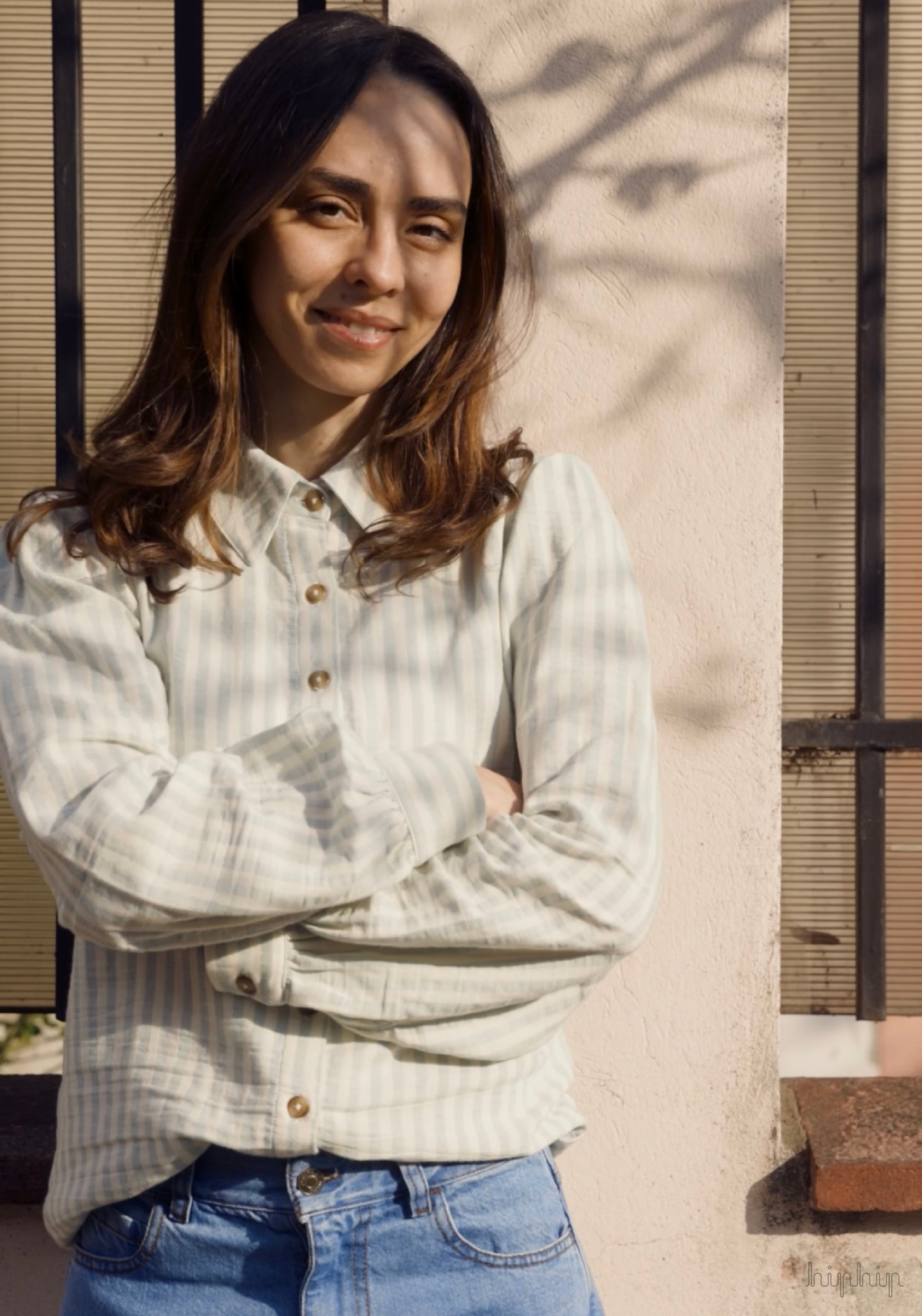 Cămașă femei din muselină dublă de bumbac - Aulne Rayures Arona