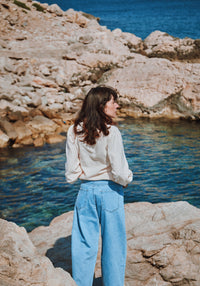 Cămașă femei din muselină dublă de bumbac - Aulne Rayures Bellini