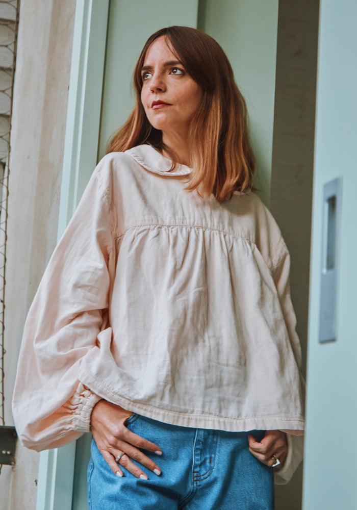 Cămașă femei din muselină dublă de bumbac - Claudine Soft Pink