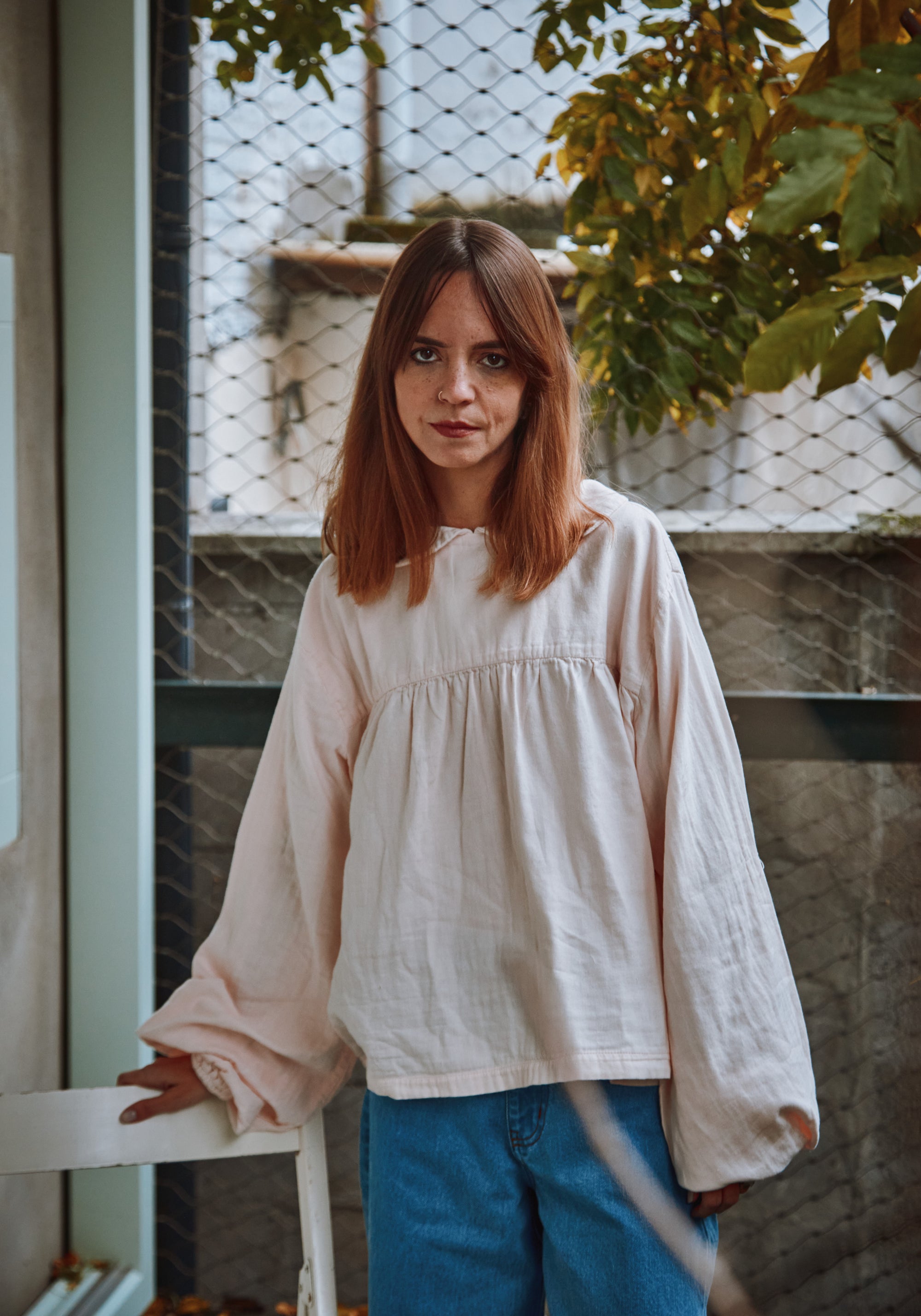 Cămașă femei din muselină dublă de bumbac - Claudine Soft Pink