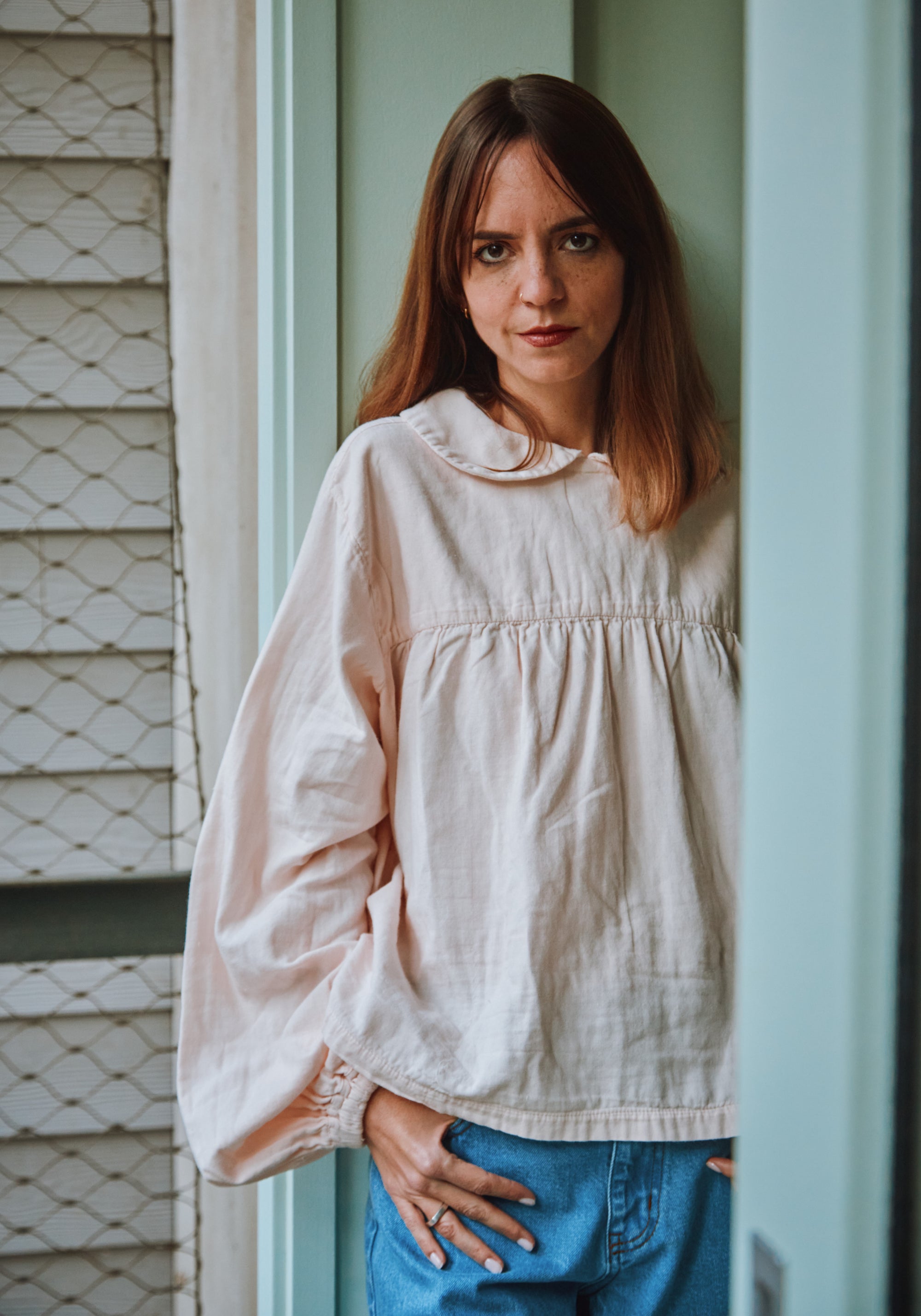 Cămașă femei din muselină dublă de bumbac - Claudine Soft Pink