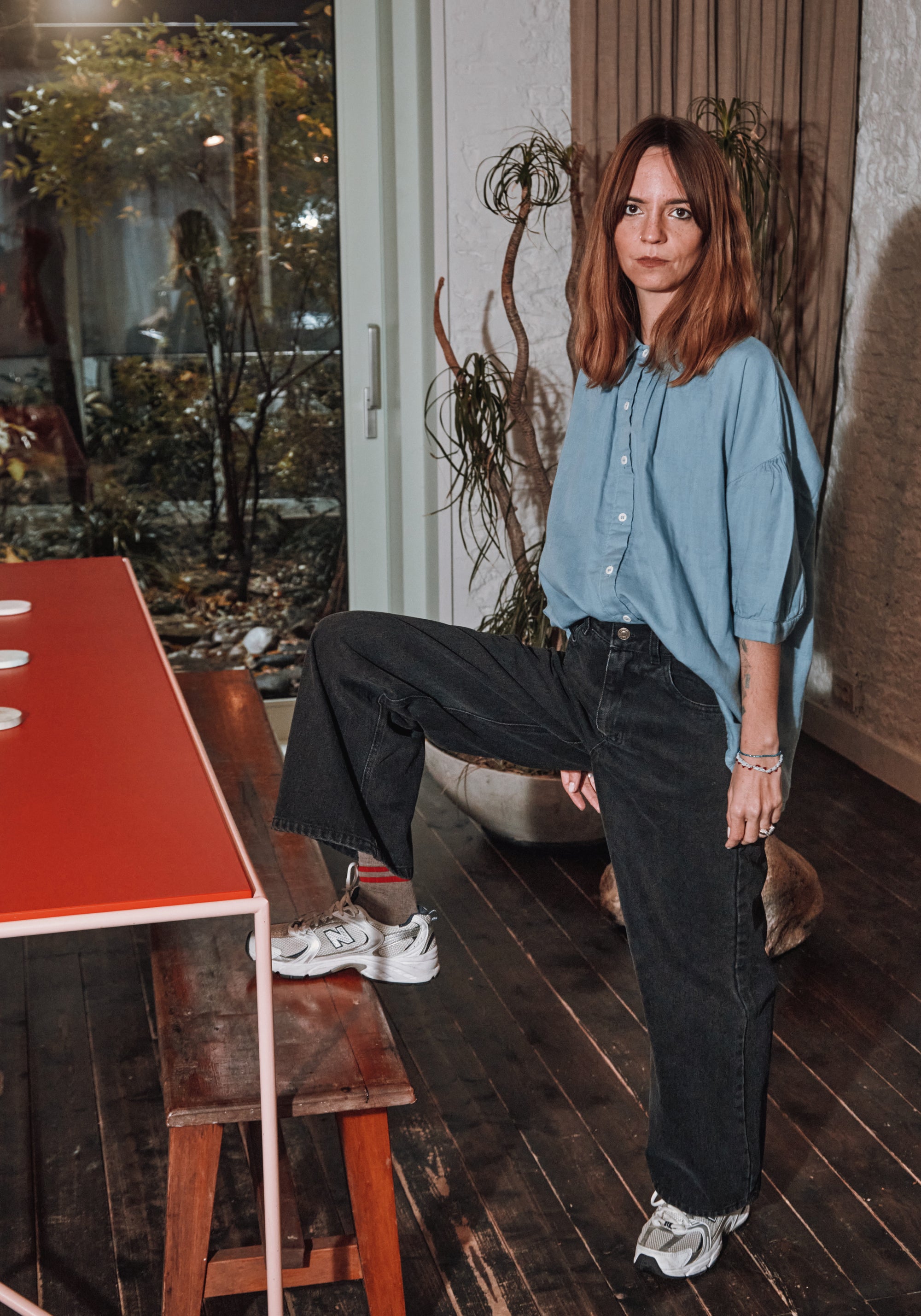 Cămașă femei din muselină dublă de bumbac - Neotine Faded Denim