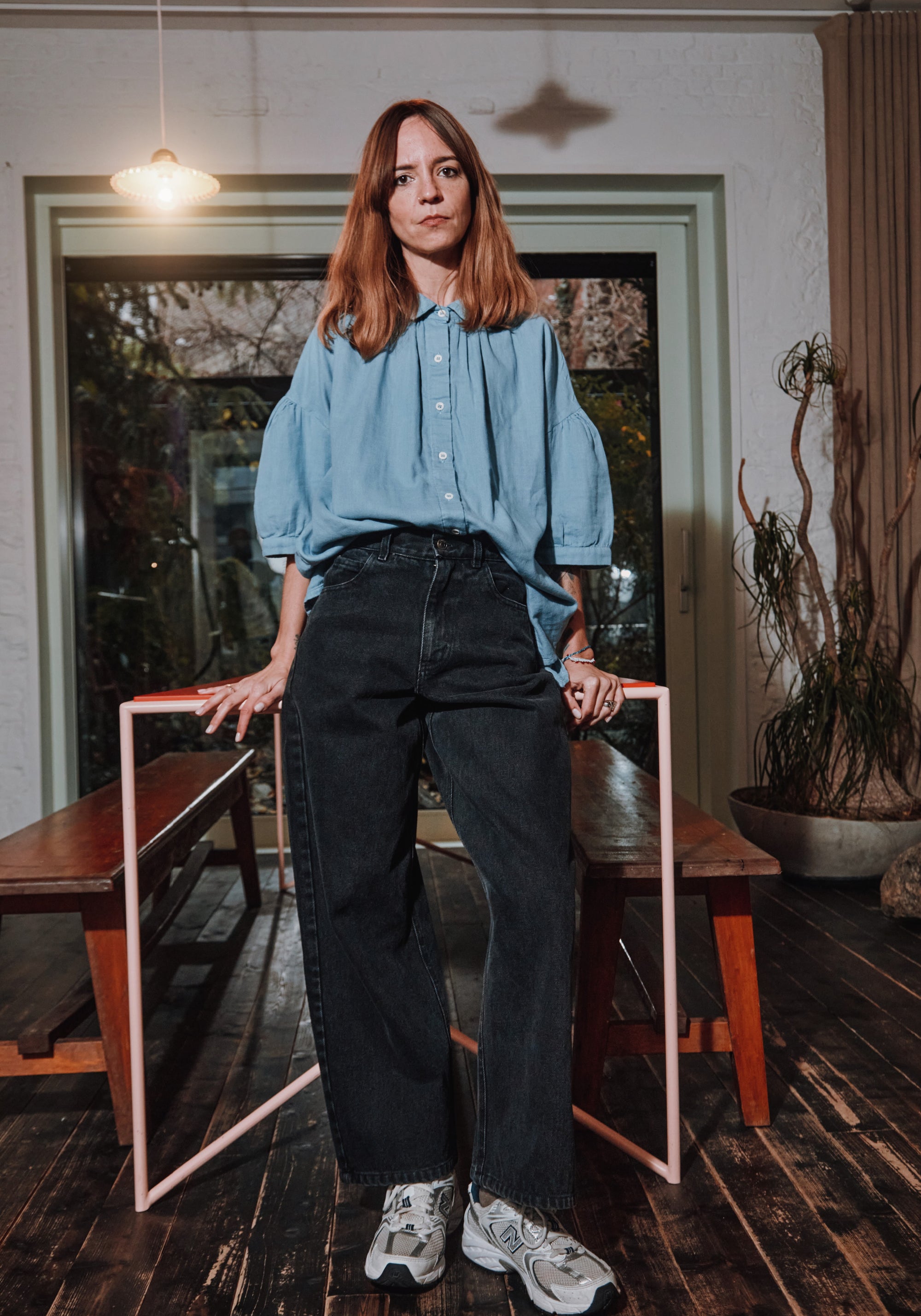 Cămașă femei din muselină dublă de bumbac - Neotine Faded Denim