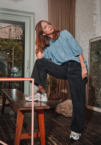 Cămașă femei din muselină dublă de bumbac - Neotine Faded Denim