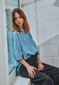 Cămașă femei din muselină dublă de bumbac - Neotine Faded Denim