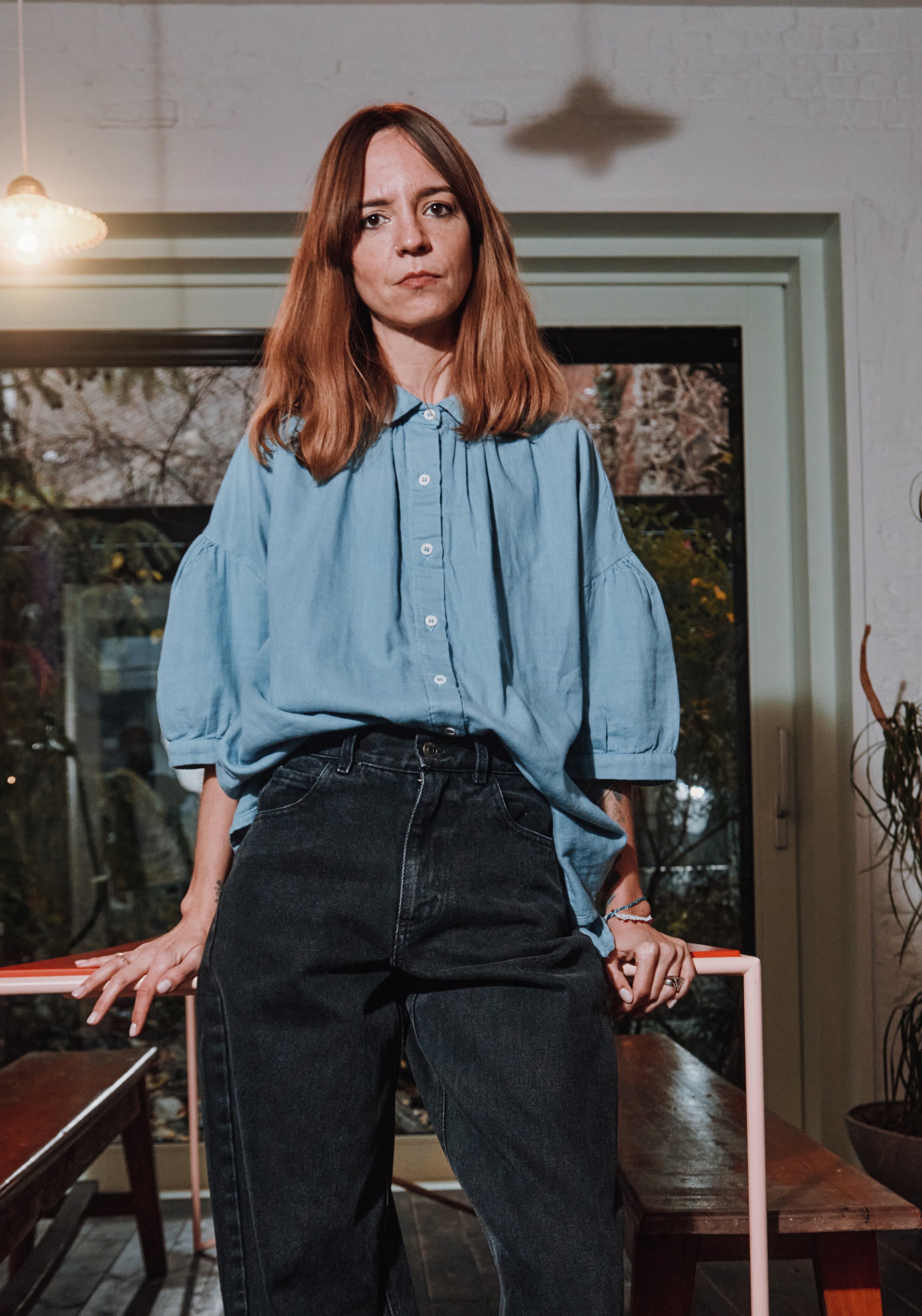 Cămașă femei din muselină dublă de bumbac - Neotine Faded Denim