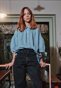 Cămașă femei din muselină dublă de bumbac - Neotine Faded Denim