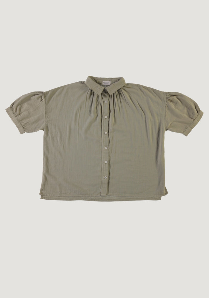 Cămașă femei din muselină dublă de bumbac - Neotine Olive Gray