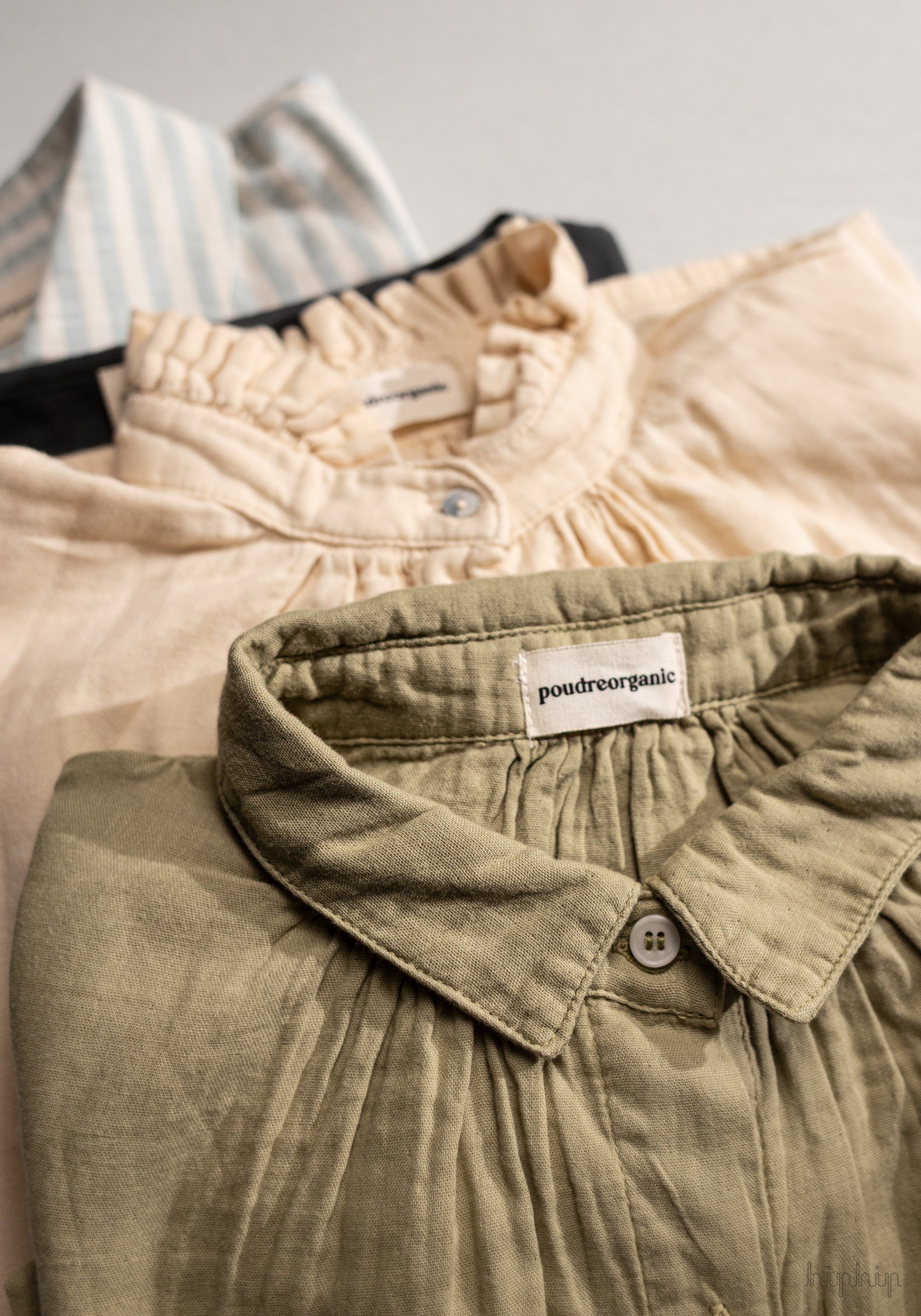 Cămașă femei din muselină dublă de bumbac - Neotine Olive Gray