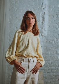 Cămașă femei din muselină dublă de bumbac - Onagre Pastel Yellow
