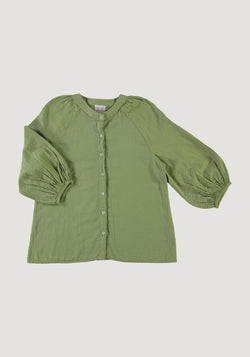 Cămașă femei din muselină dublă de bumbac - Onagre Turtle Green
