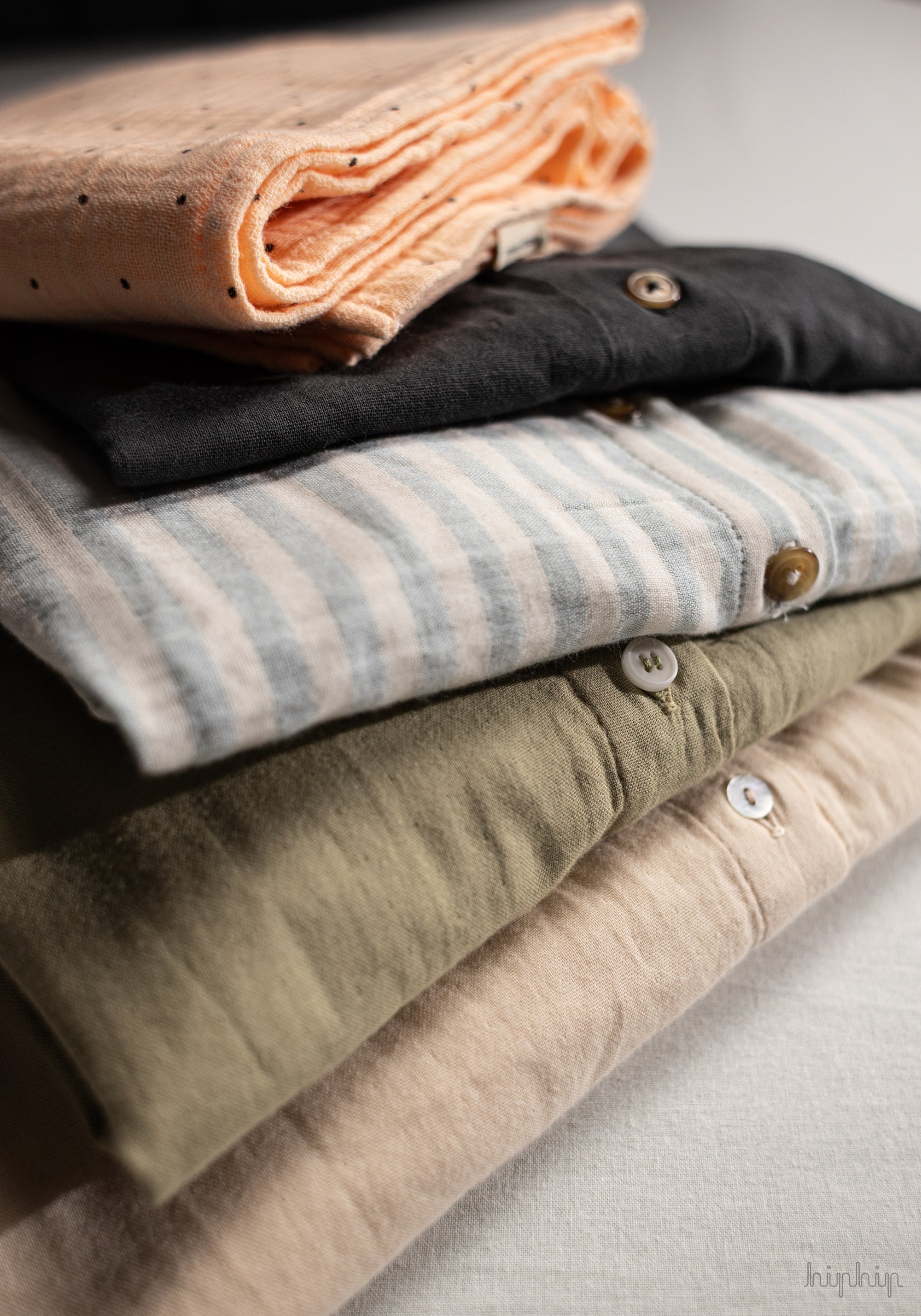 Cămașă femei din muselină dublă de bumbac - Neotine Olive Gray