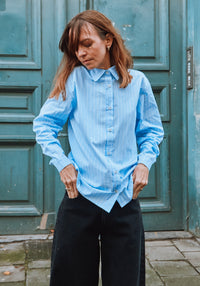 Cămașă femei din poplin de bumbac - Capucine Rayures Bleues