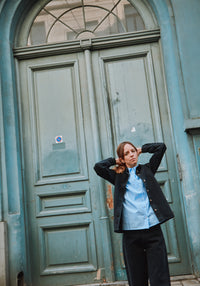 Cămașă femei din poplin de bumbac - Capucine Rayures Bleues