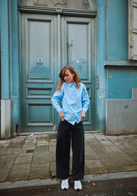 Cămașă femei din poplin de bumbac - Capucine Rayures Bleues