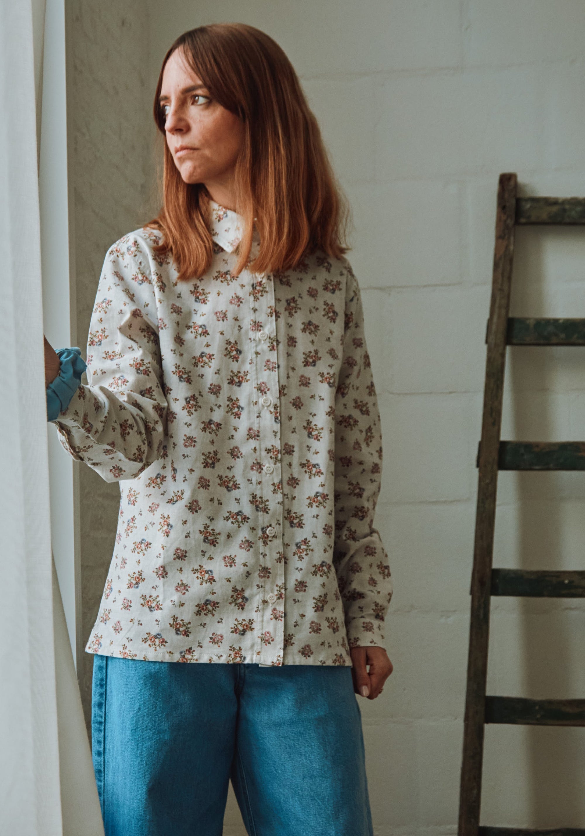 Cămașă femei din flanel de bumbac - Capucine Rose Gris Motif