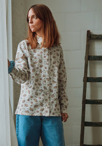 Cămașă femei din flanel de bumbac - Capucine Rose Gris Motif