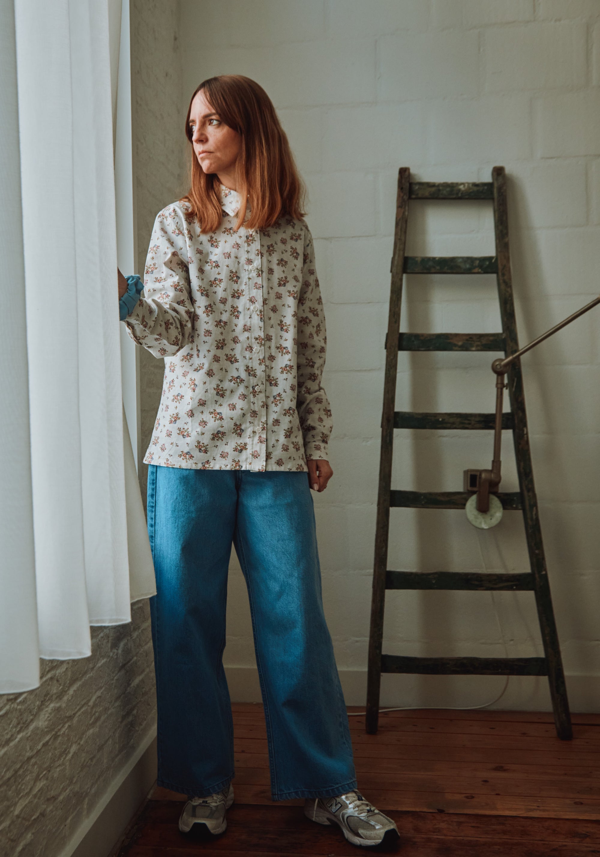 Cămașă femei din flanel de bumbac - Capucine Rose Gris Motif