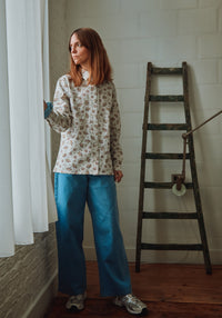 Cămașă femei din flanel de bumbac - Capucine Rose Gris Motif